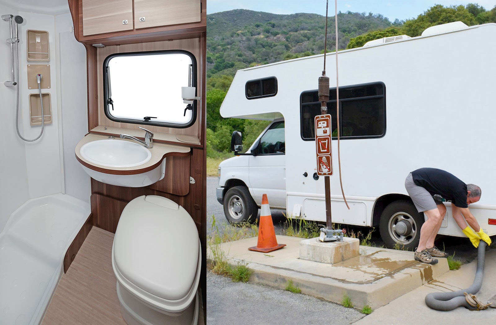 Portable RV/camper toilet and holding tank setup in Olathe, Kansas